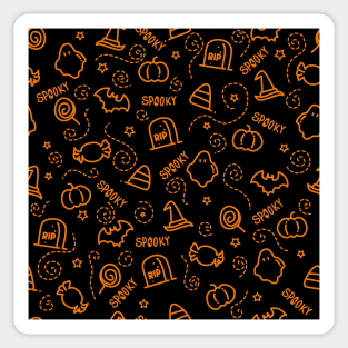 Halloween spooky signs pattern with swirl fireworks Sticker